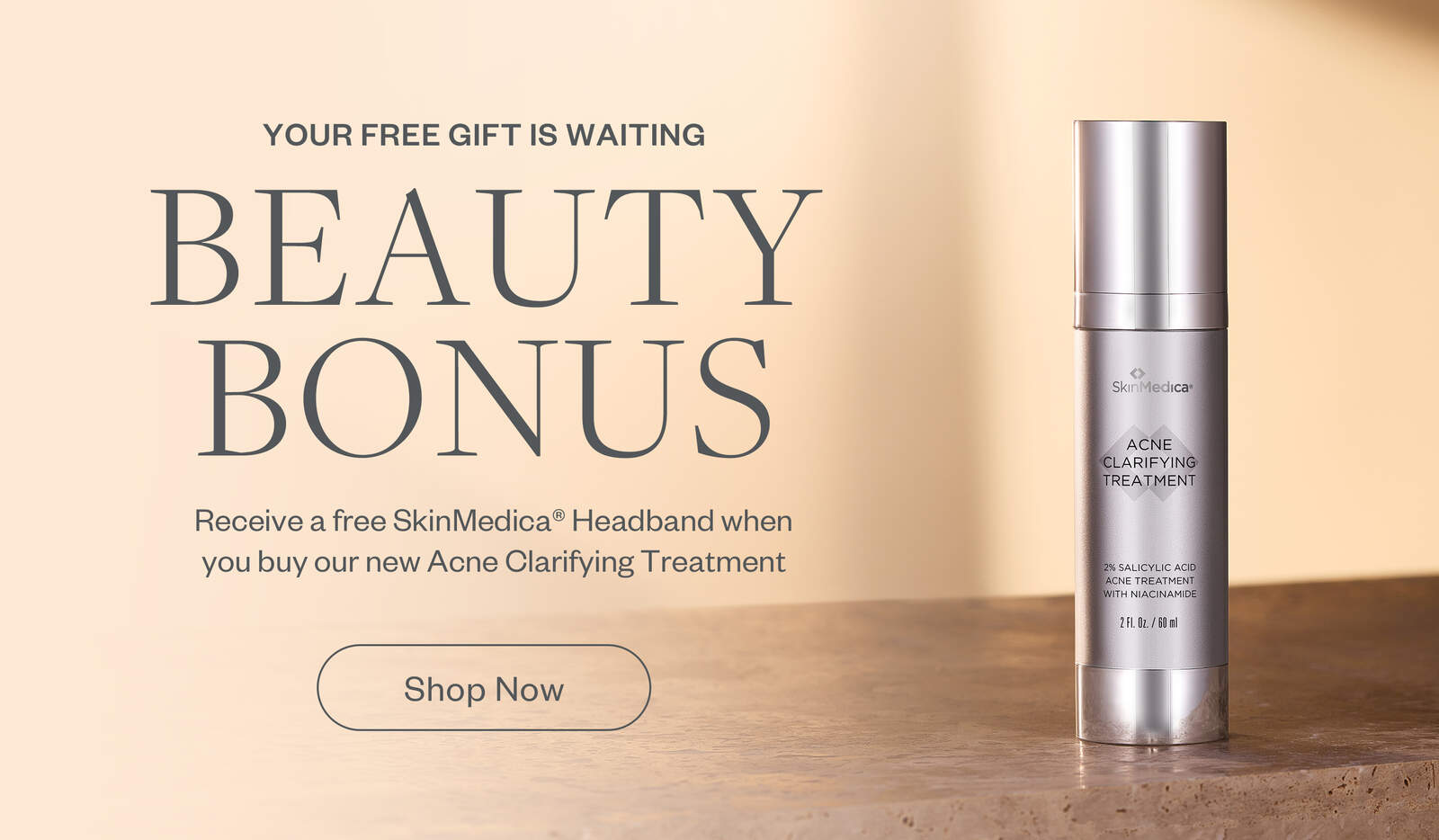 Receive a free SkinMedica Headband when you buy our new Acne Clarifying Treatment